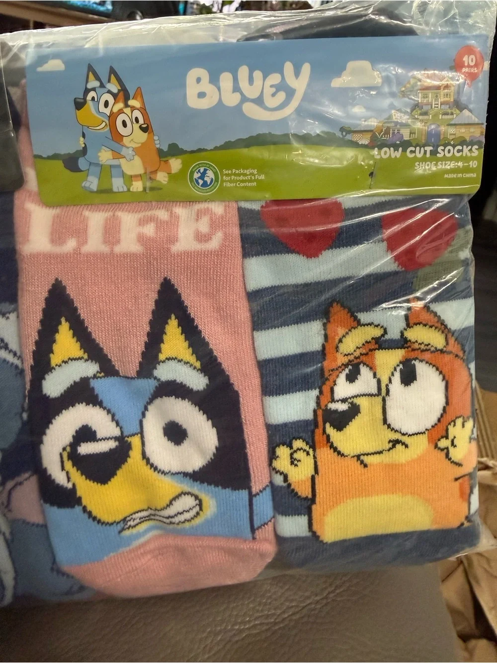 Bluey low cut socks. 10 pair. Size 4-10